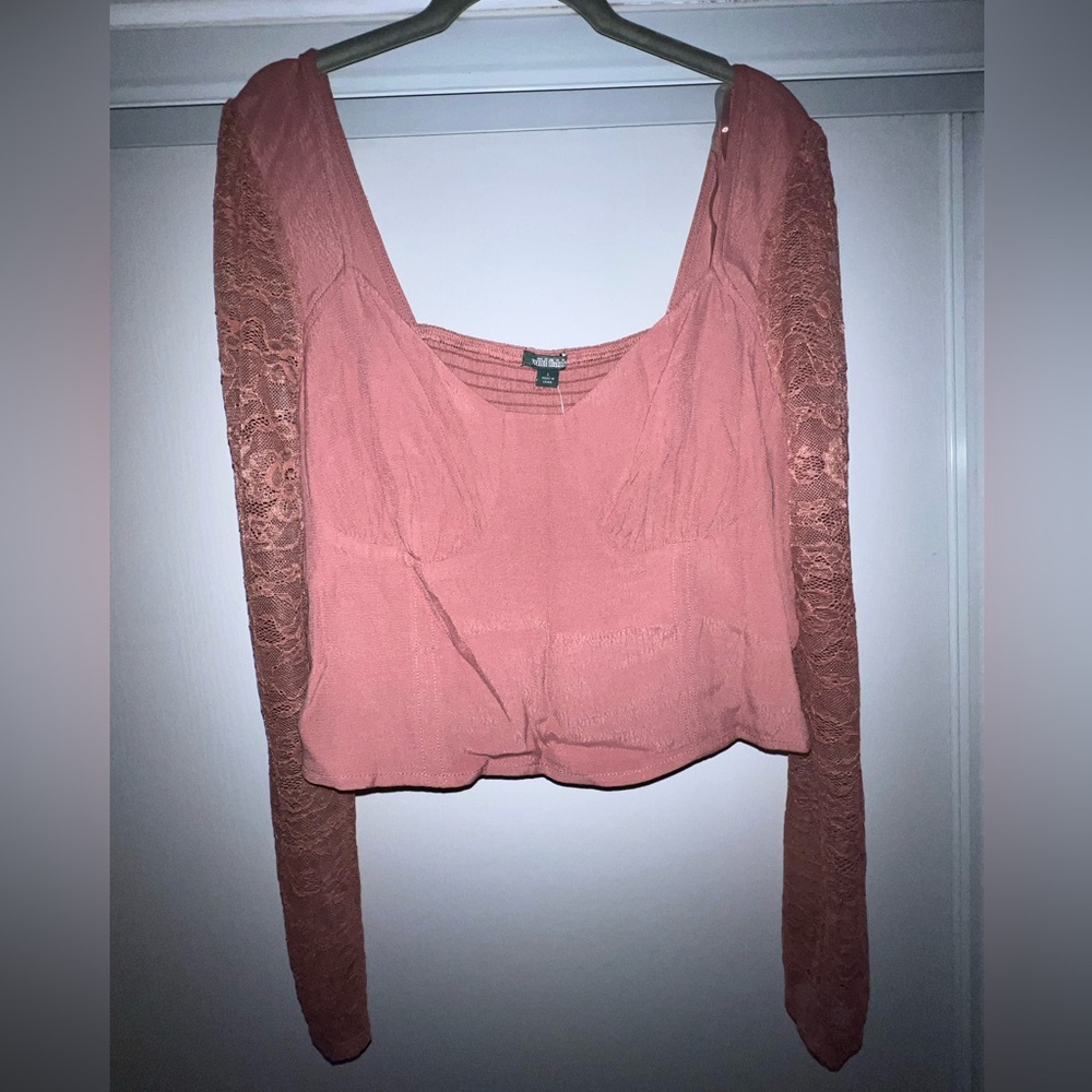 Tan Lace Long Sleeve Womens Top